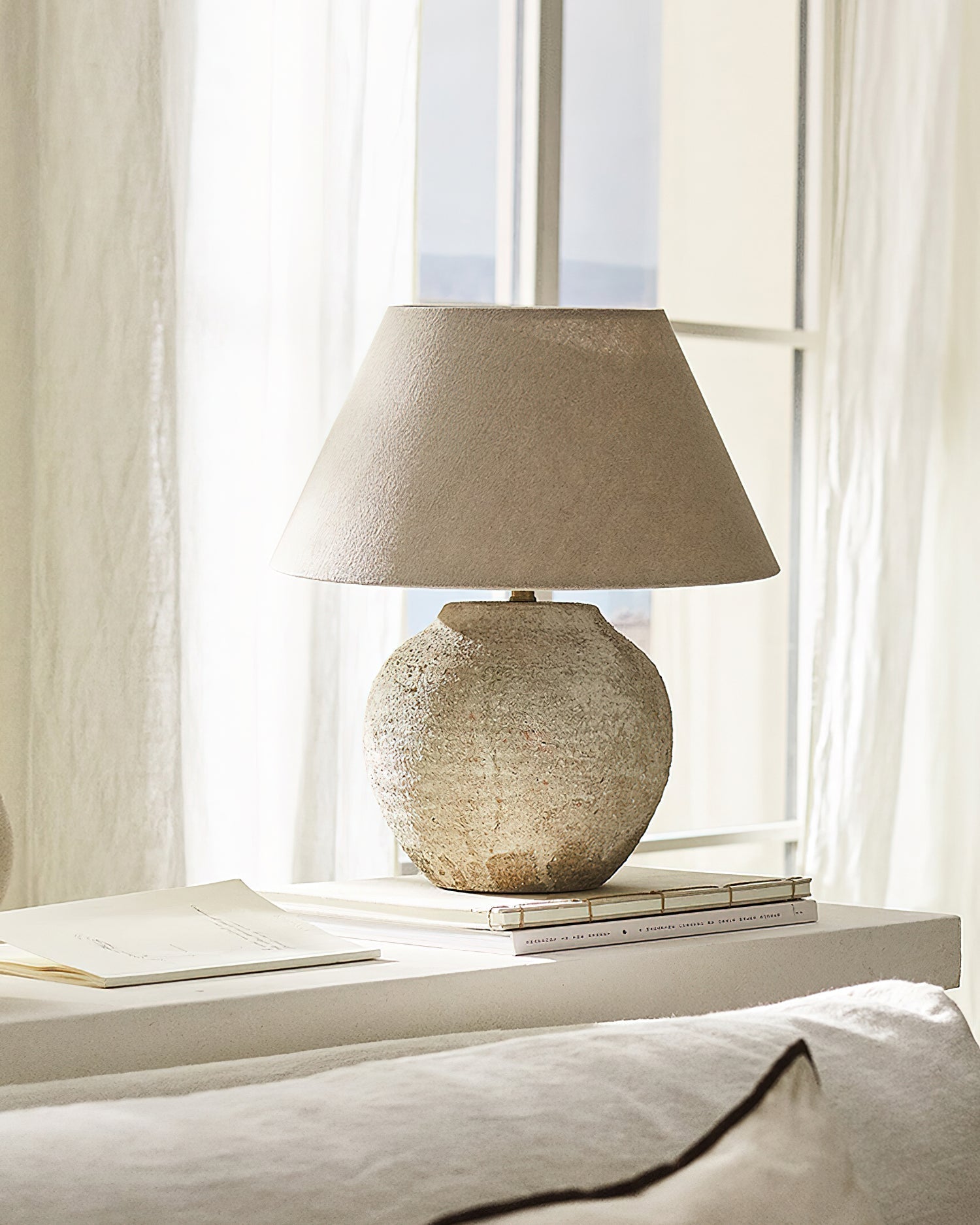 Solara Table Lamp Desert Sand Ceramic Base - Letslighting