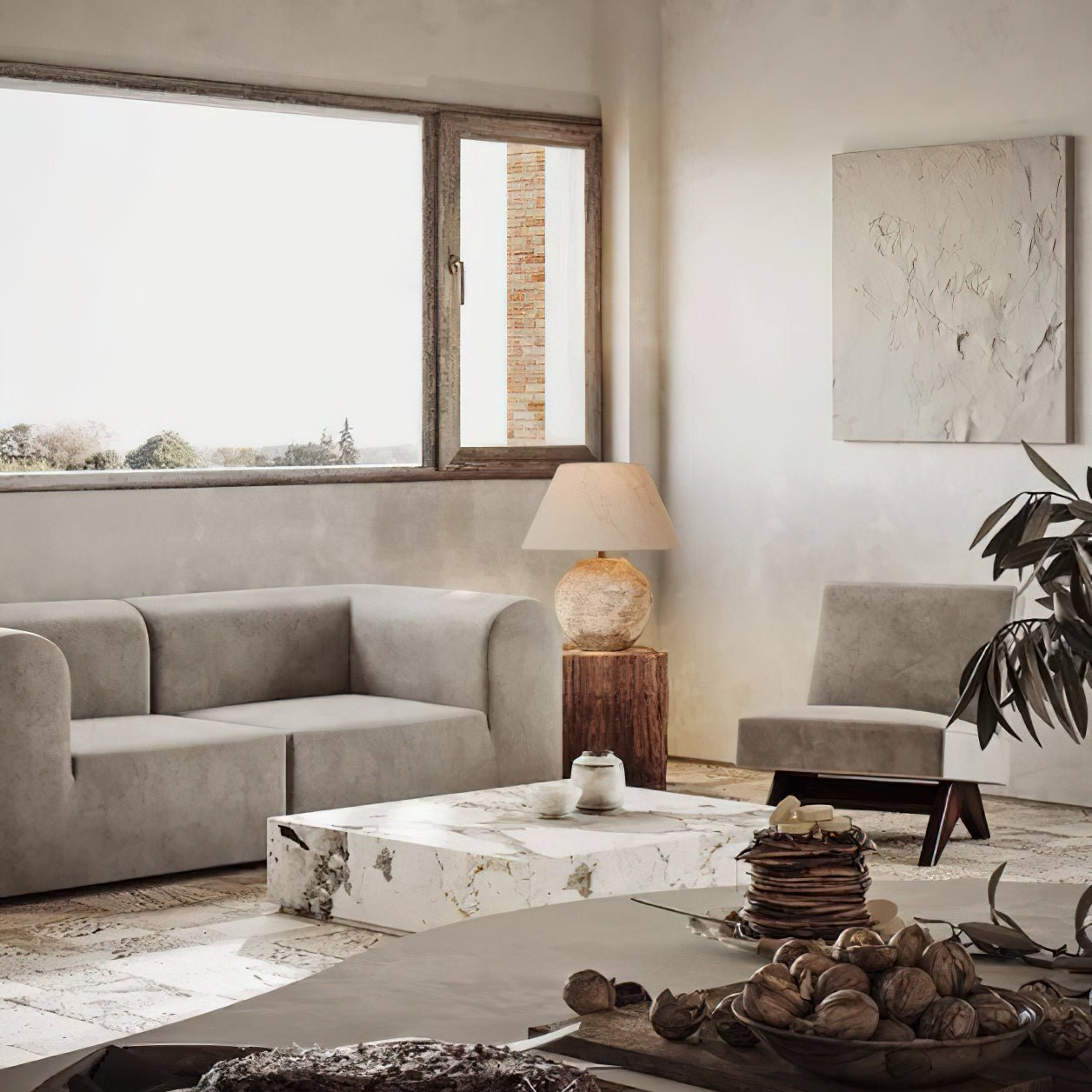 Solara Table Lamp Desert Sand Ceramic Base - Letslighting