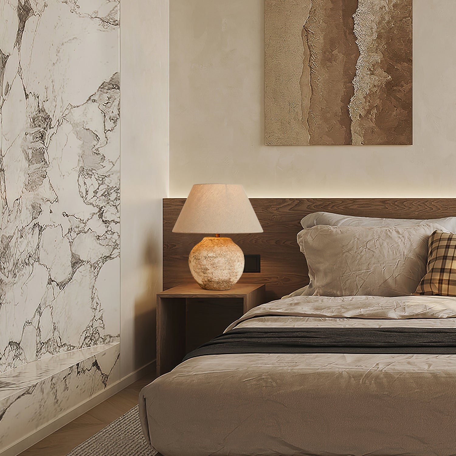 Solara Table Lamp Desert Sand Ceramic Base - Letslighting