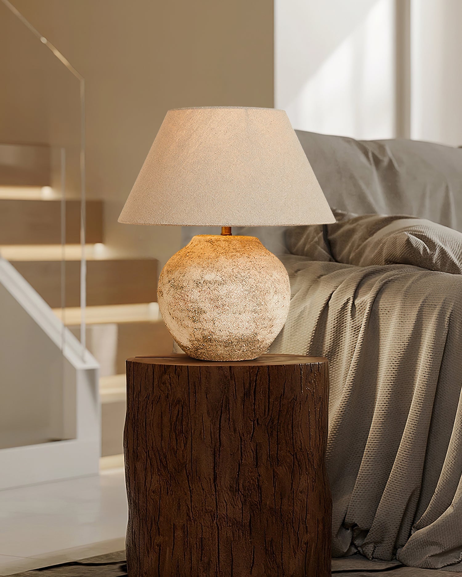 Solara Table Lamp Desert Sand Ceramic Base - Letslighting
