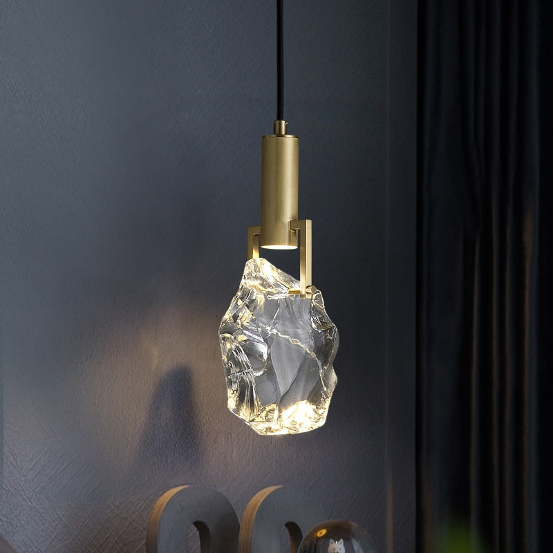 Kristy Modern Drop Crystal Pendant Light, Brass