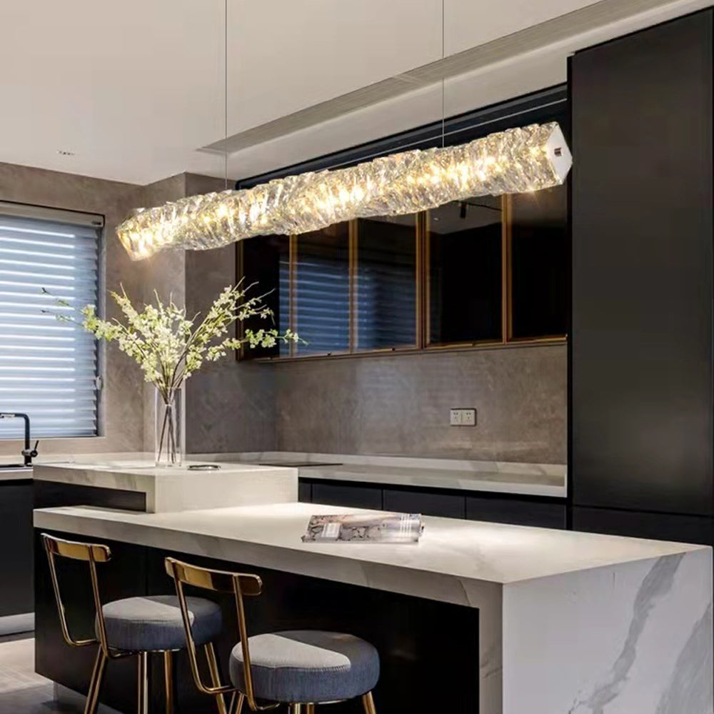 Kristy Crystal Sliver and Pendant Light Stainless Steel
