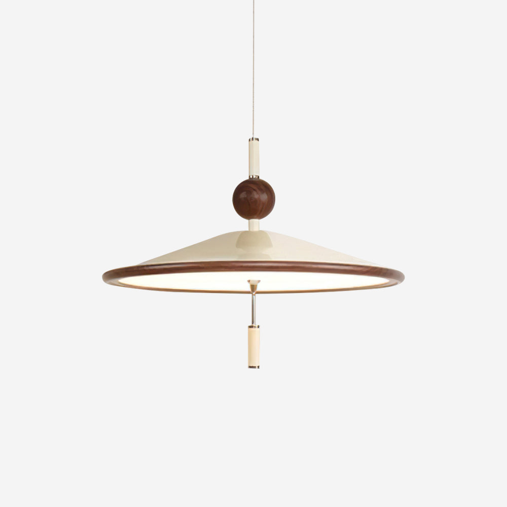 Devon Pendant Lamp Metal Wide-Brim Wood-Trim Minimalist - Letslighting