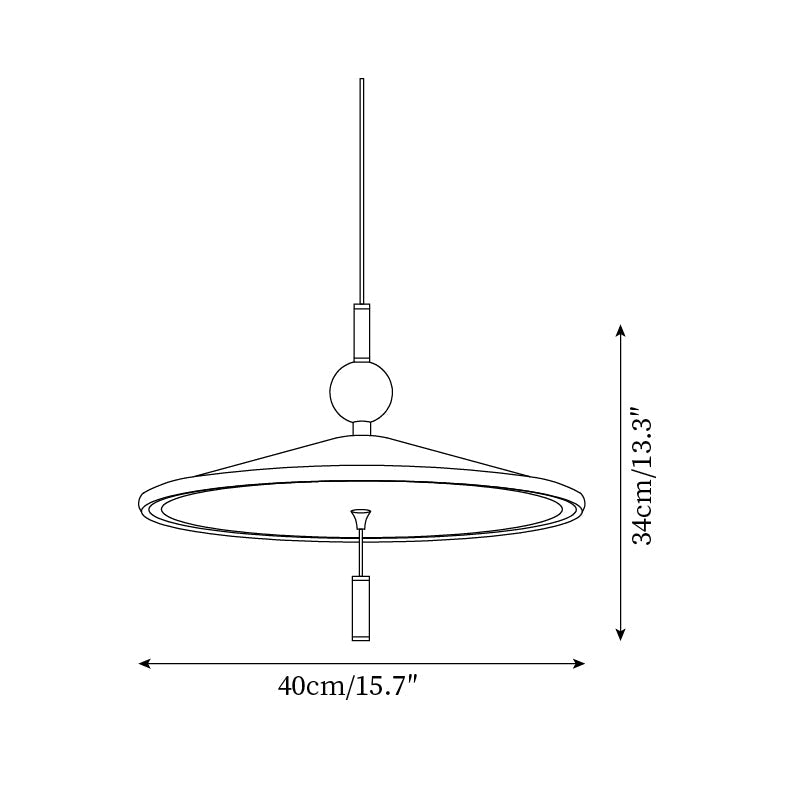 Devon Pendant Lamp Metal Wide-Brim Wood-Trim Minimalist - Letslighting