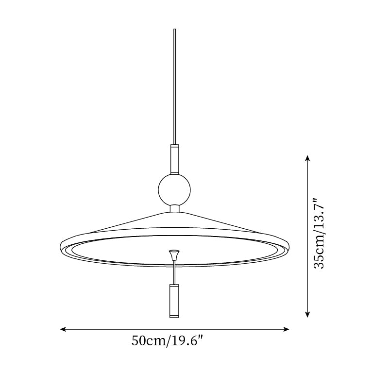 Devon Pendant Lamp Metal Wide-Brim Wood-Trim Minimalist - Letslighting