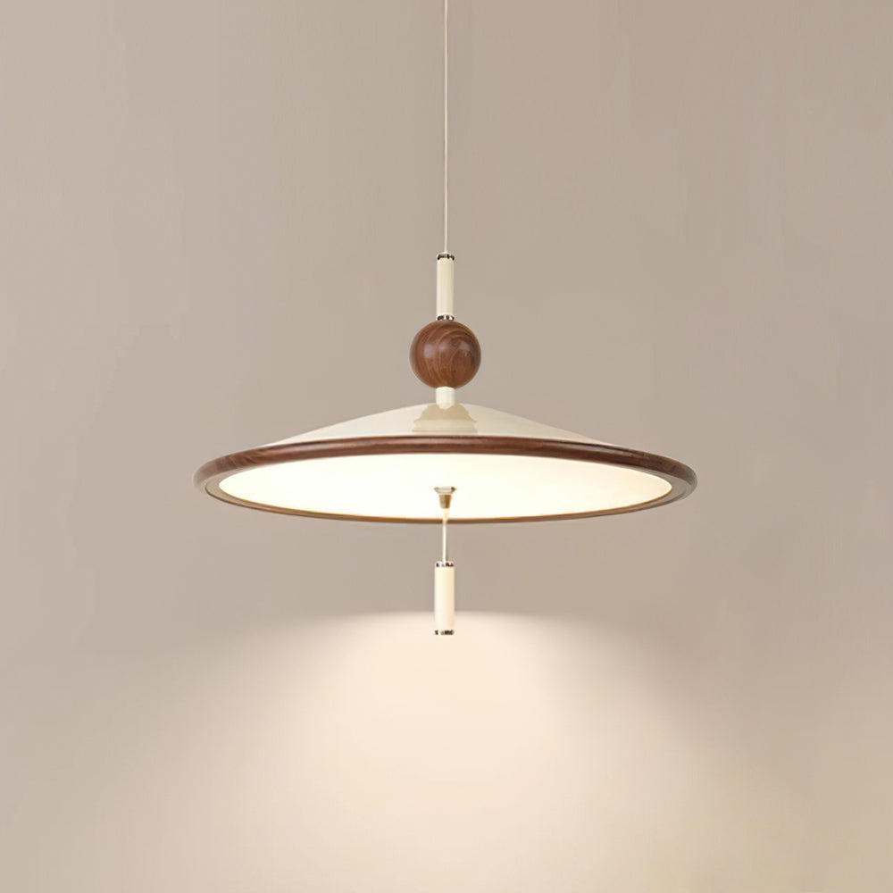 Devon Pendant Lamp Metal Wide-Brim Wood-Trim Minimalist - Letslighting