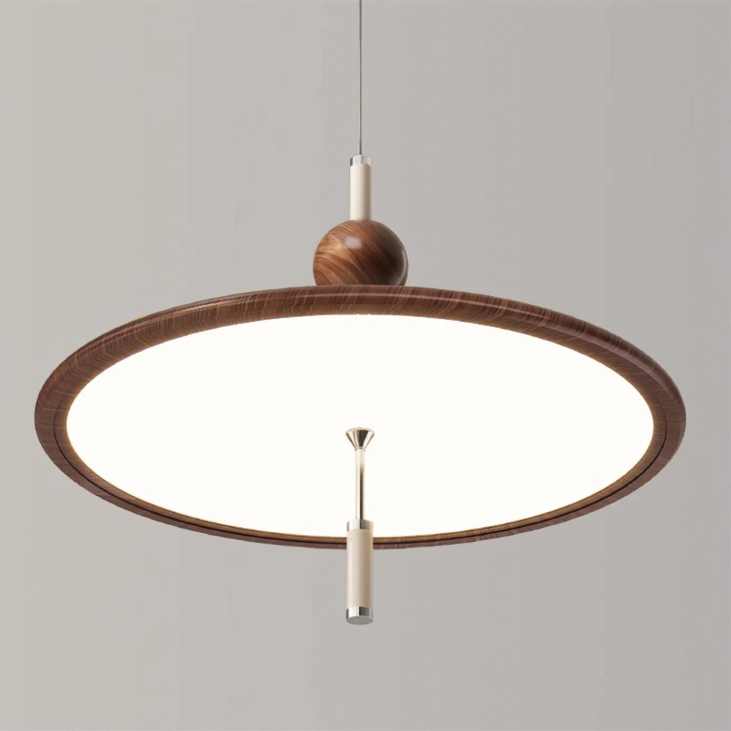 Devon Pendant Lamp Metal Wide-Brim Wood-Trim Minimalist - Letslighting