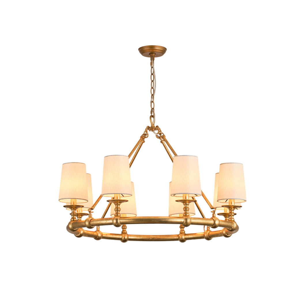 Unite Vintage Industrial Round Gold Chandelier - Letslighting