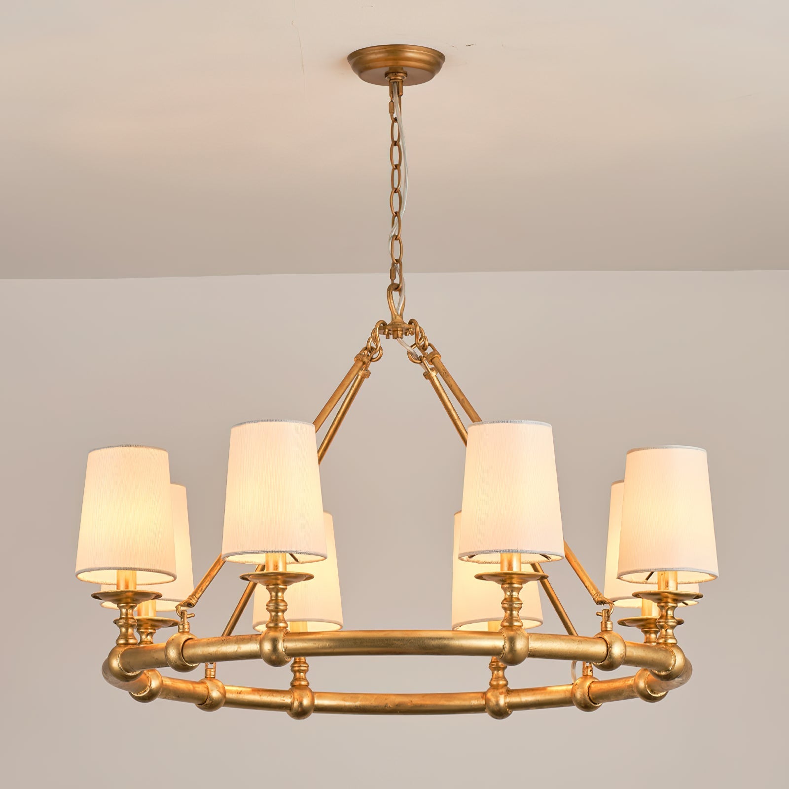 Unite Vintage Industrial Round Gold Chandelier - Letslighting