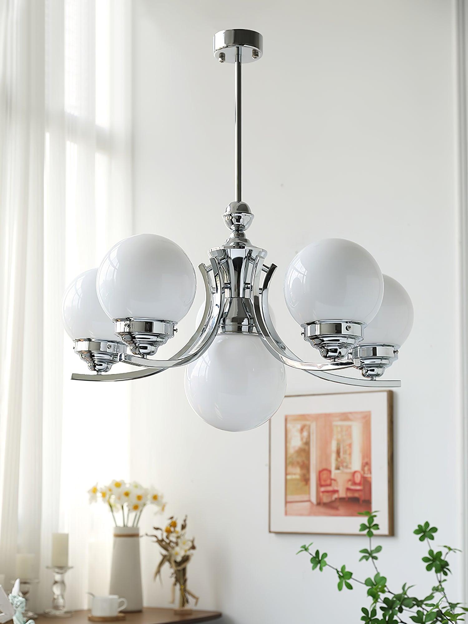 Lustra Chandelier Globe Chrome Modern 5-Light - Letslighting