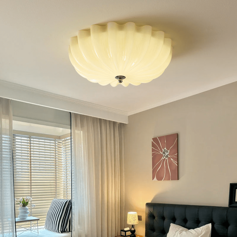 Zerinos Premium Nordic Art Shell Wood Glass Ceiling Light - Letslighting