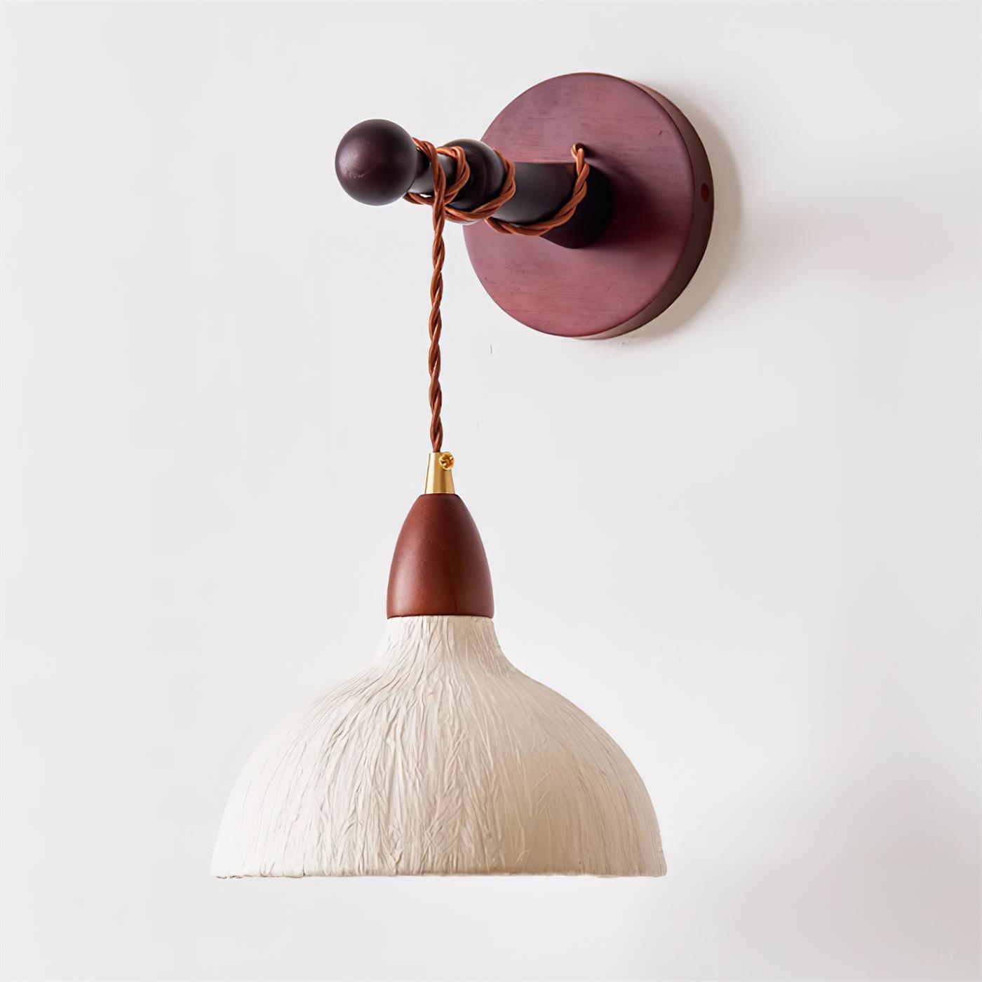 Wall Lamp Rice Paper Shade Wood Arm Soft Ambient Cozy Minimalist - Letslighting