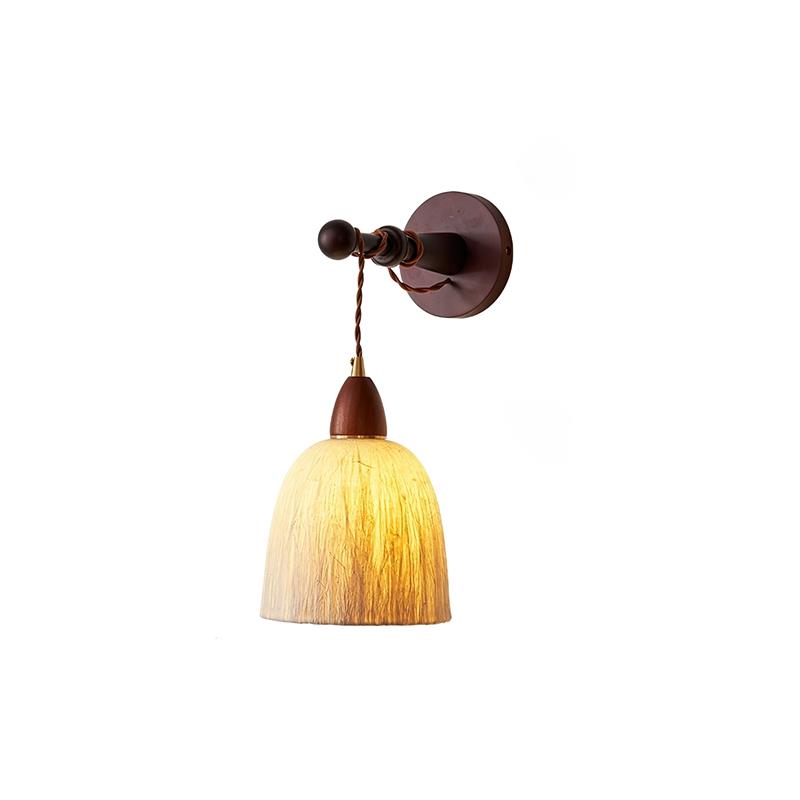 Wall Lamp Rice Paper Shade Wood Arm Soft Ambient Cozy Minimalist - Letslighting