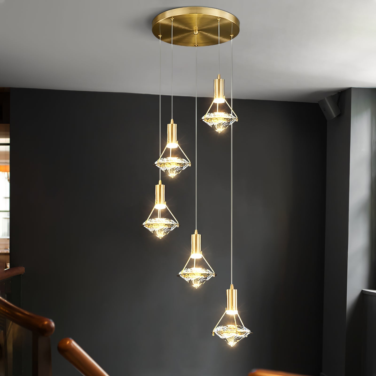 Elysianire Brass & Crystal Elegant Pendant Lamp - Letslighting