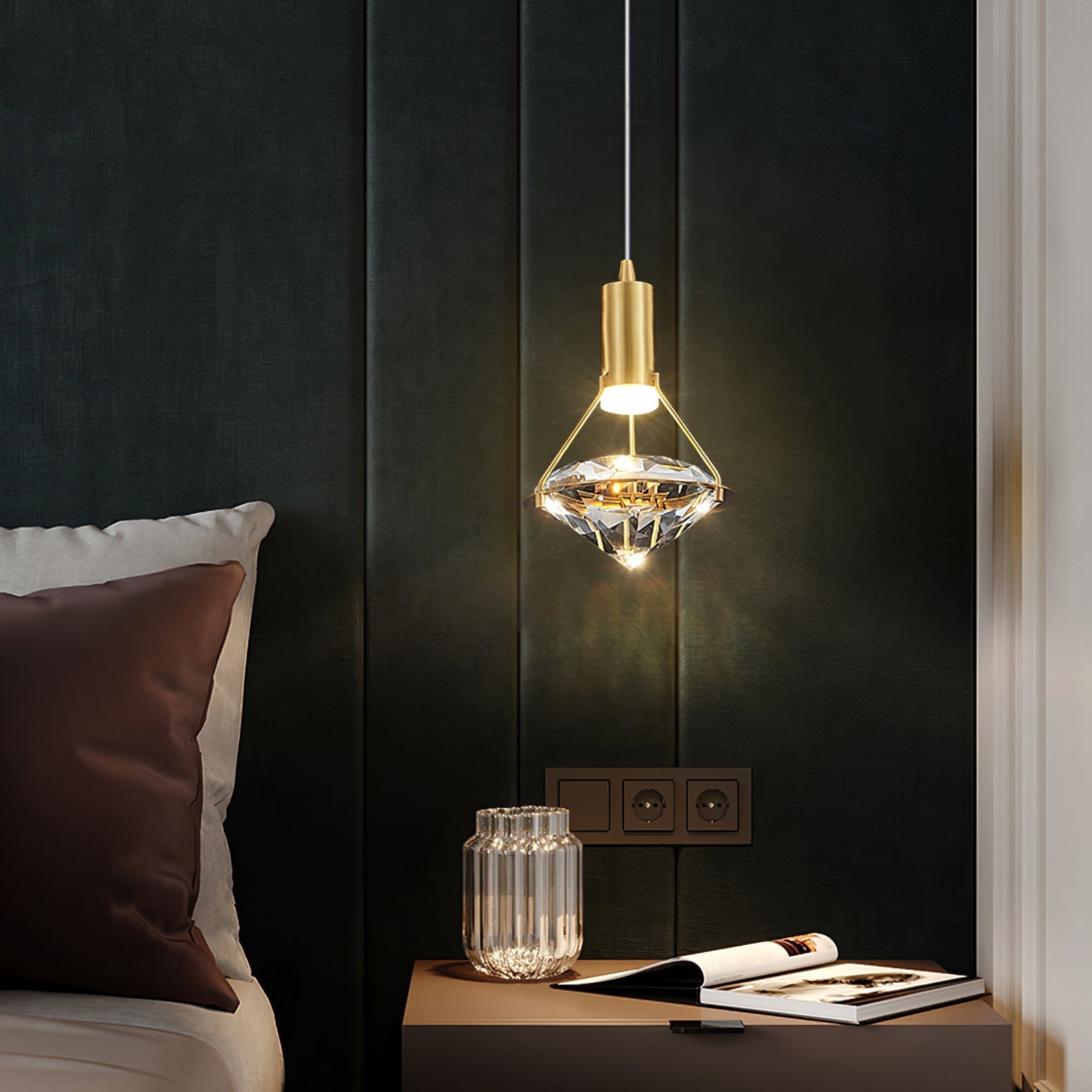 Elysianire Brass & Crystal Elegant Pendant Lamp - Letslighting