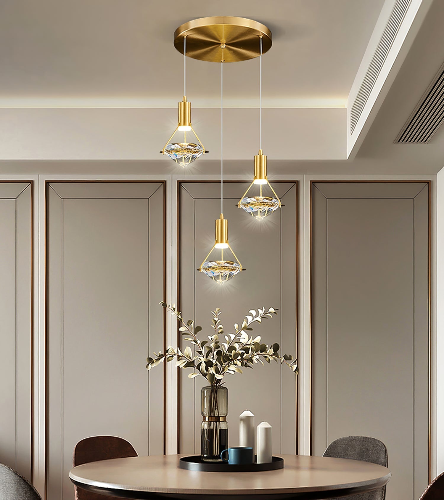 Elysianire Brass & Crystal Elegant Pendant Lamp - Letslighting