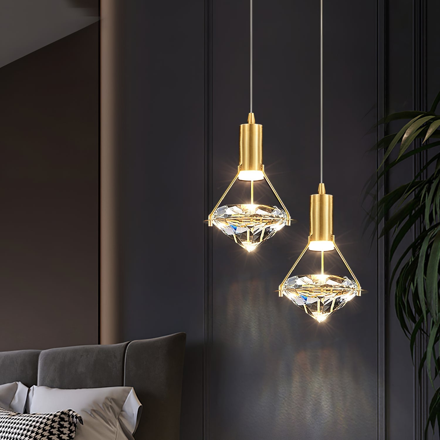 Elysianire Brass & Crystal Elegant Pendant Lamp - Letslighting