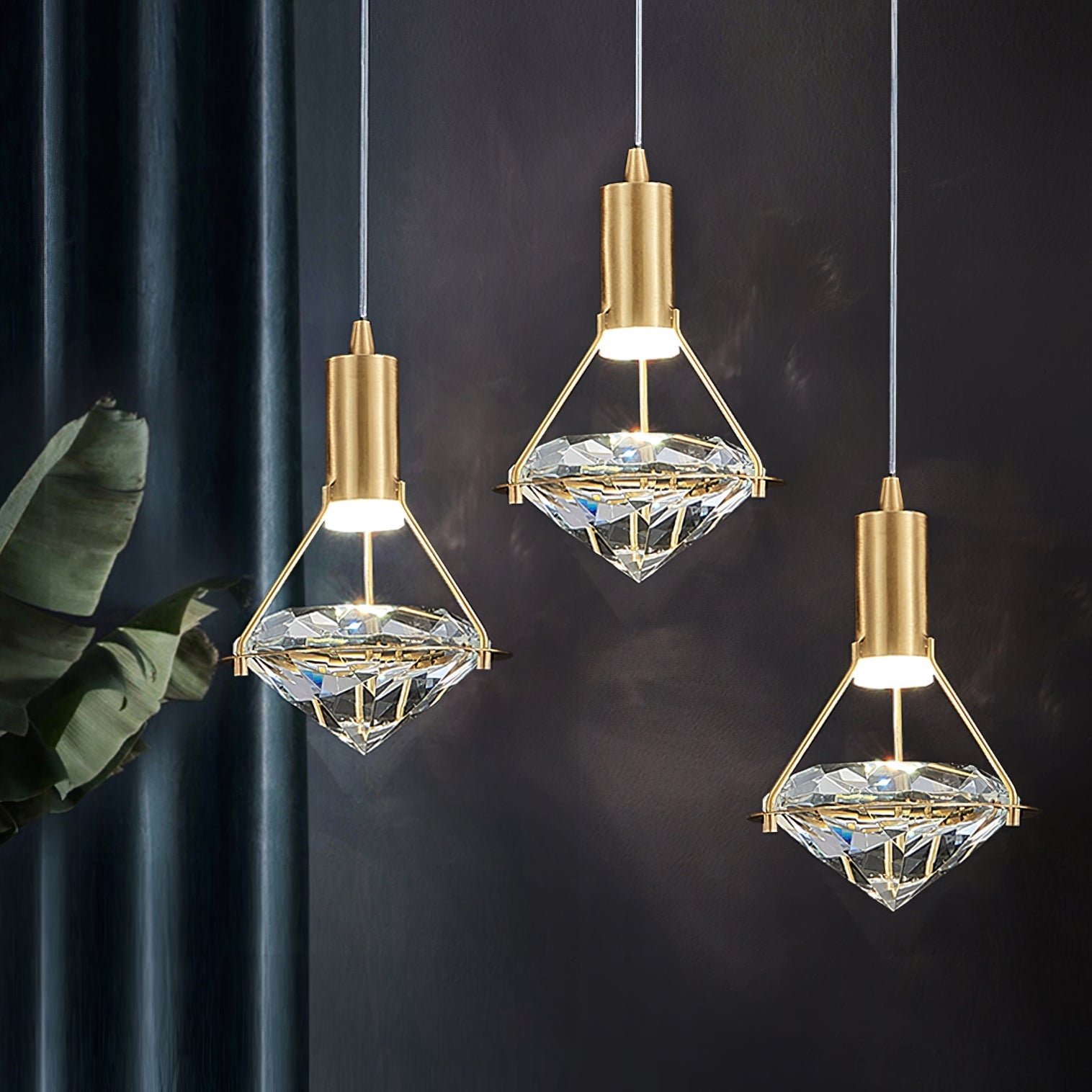 Elysianire Brass & Crystal Elegant Pendant Lamp - Letslighting