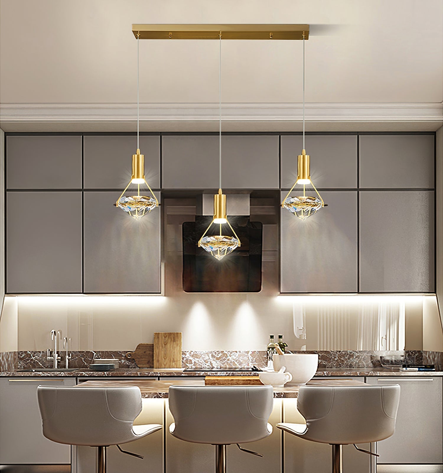 Elysianire Brass & Crystal Elegant Pendant Lamp - Letslighting