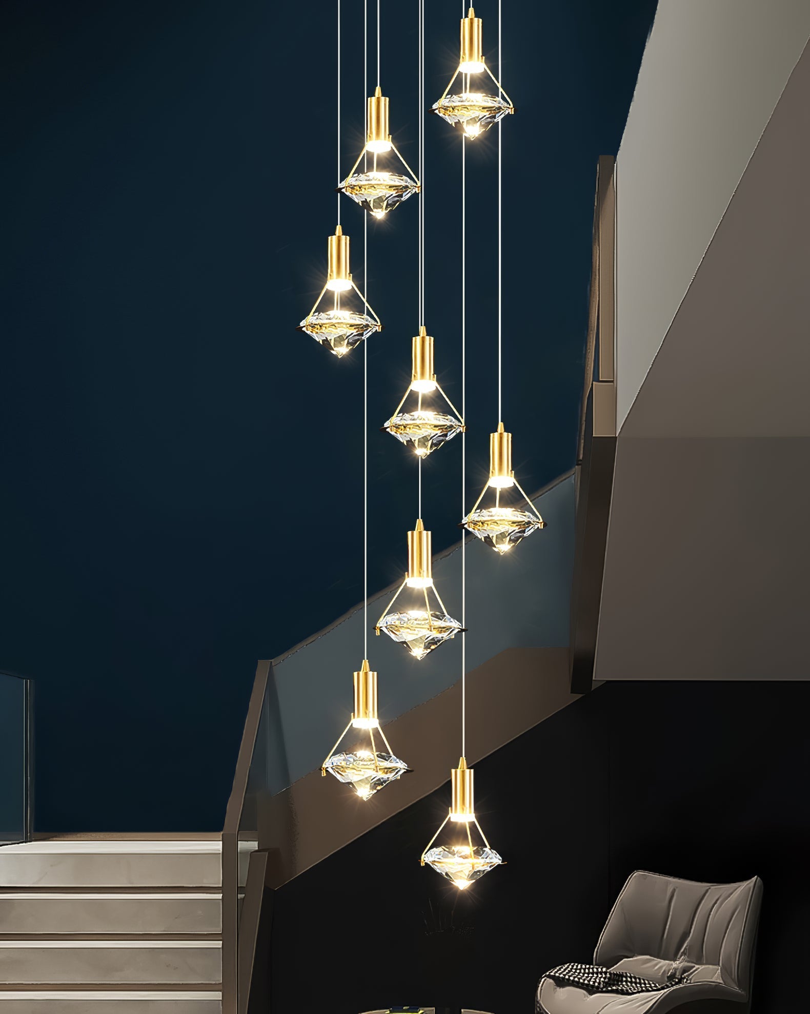 Elysianire Brass & Crystal Elegant Pendant Lamp - Letslighting