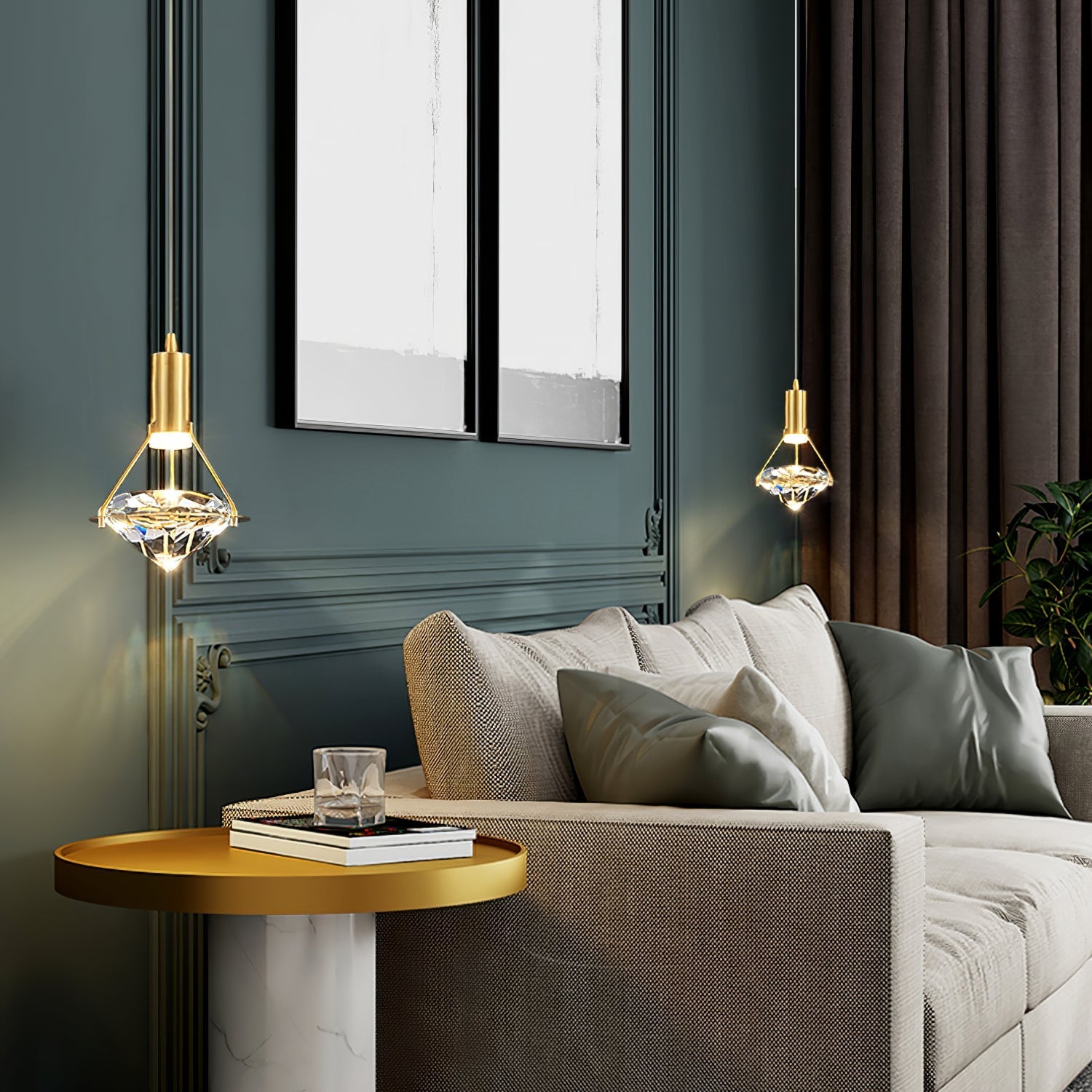 Elysianire Brass & Crystal Elegant Pendant Lamp - Letslighting