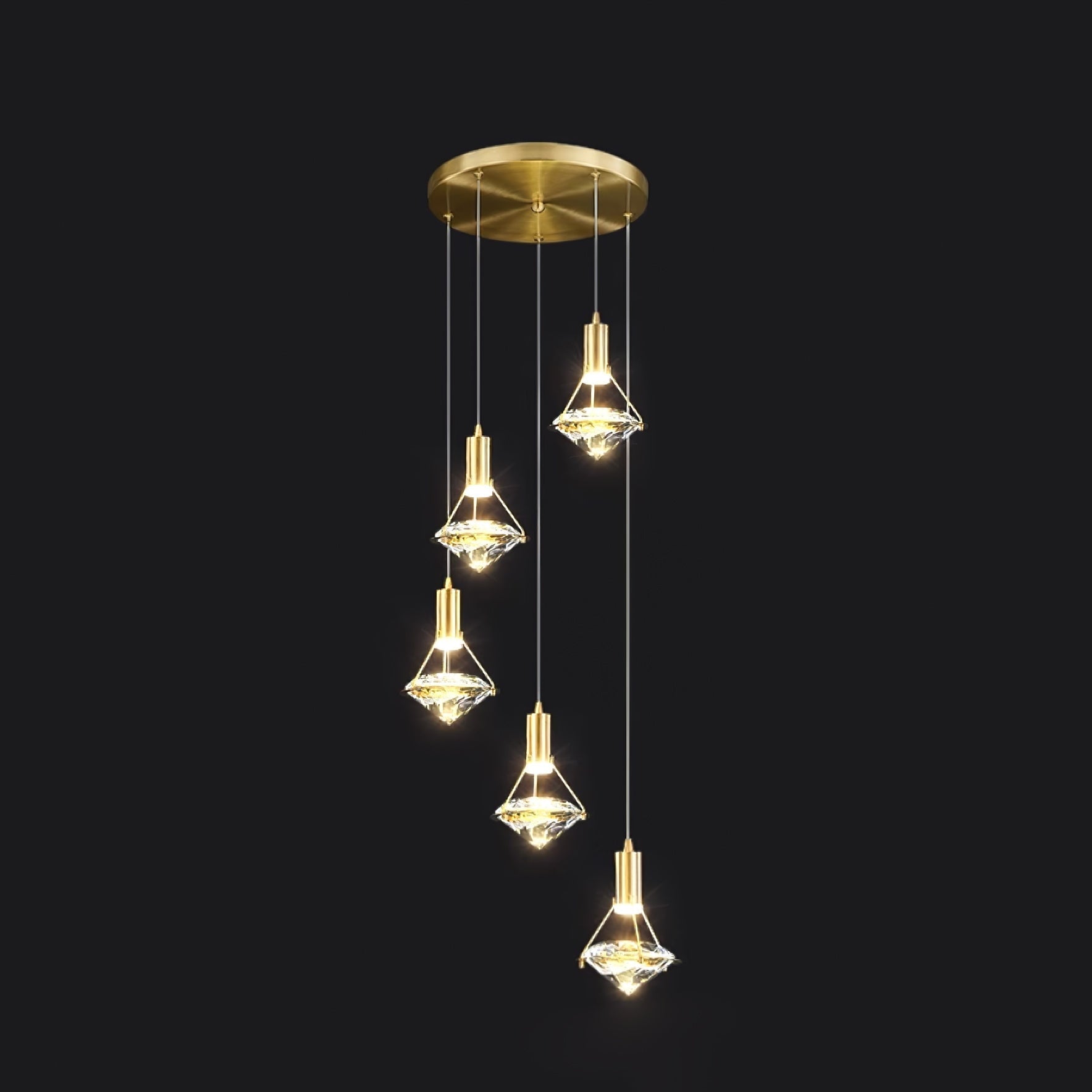 Elysianire Brass & Crystal Elegant Pendant Lamp - Letslighting