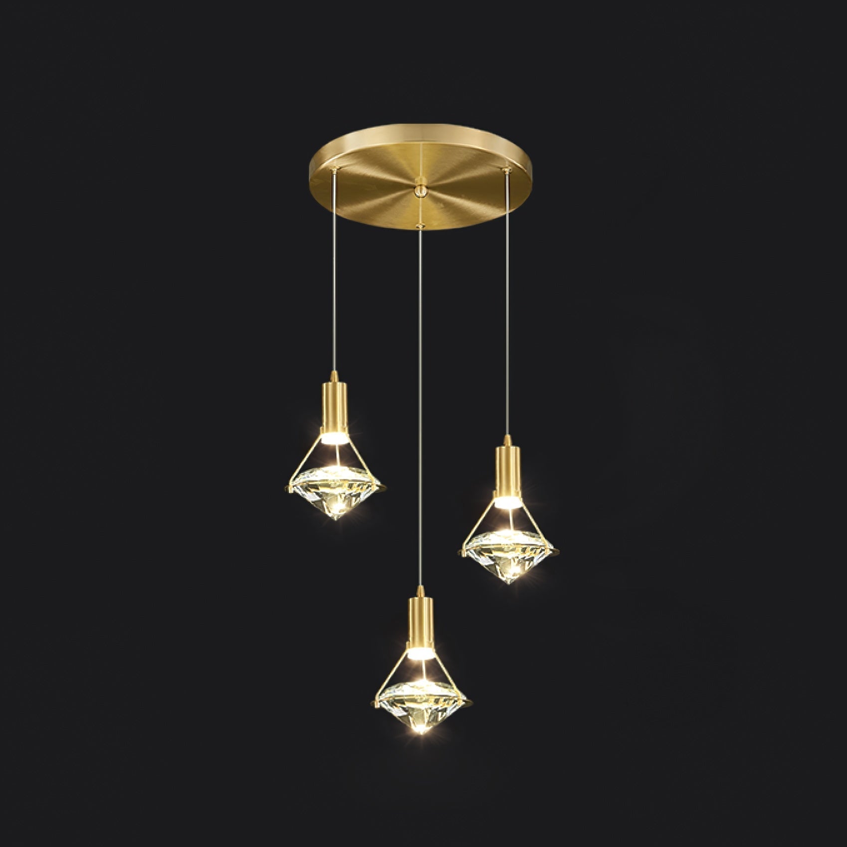 Elysianire Brass & Crystal Elegant Pendant Lamp - Letslighting