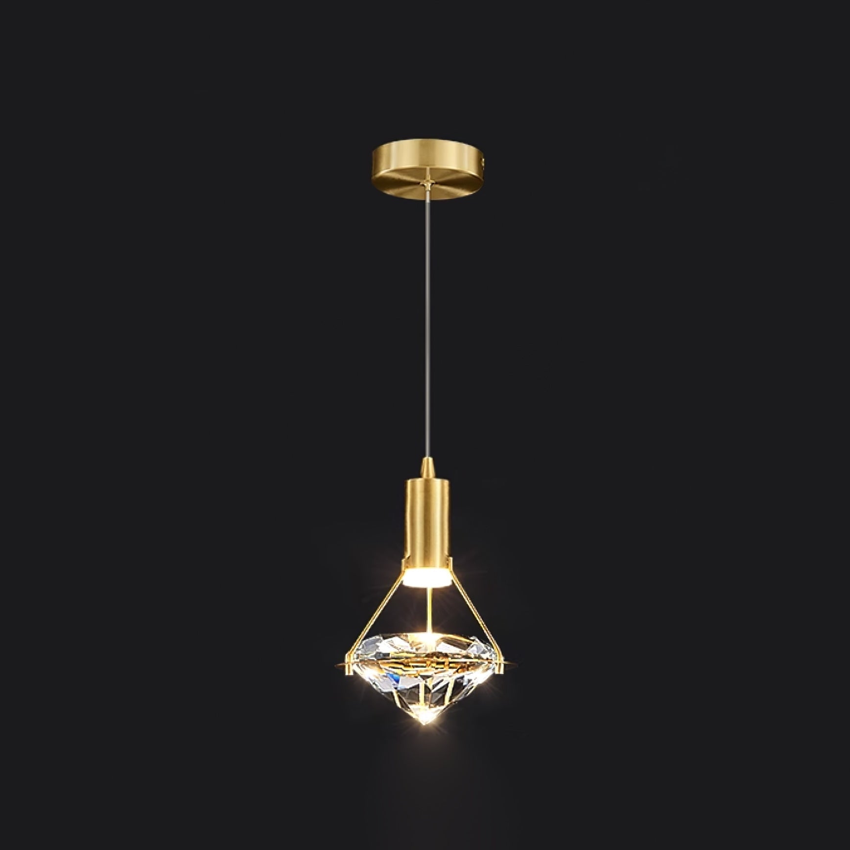 Elysianire Brass & Crystal Elegant Pendant Lamp - Letslighting