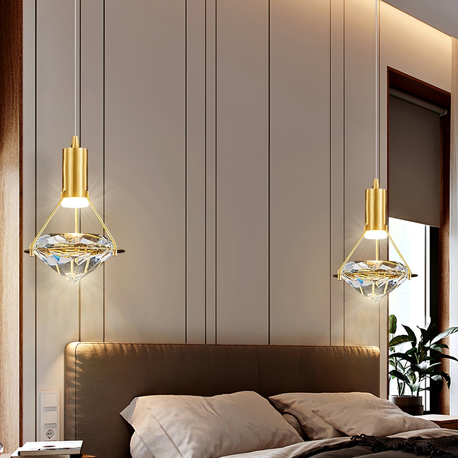 Elysianire Brass & Crystal Elegant Pendant Lamp - Letslighting