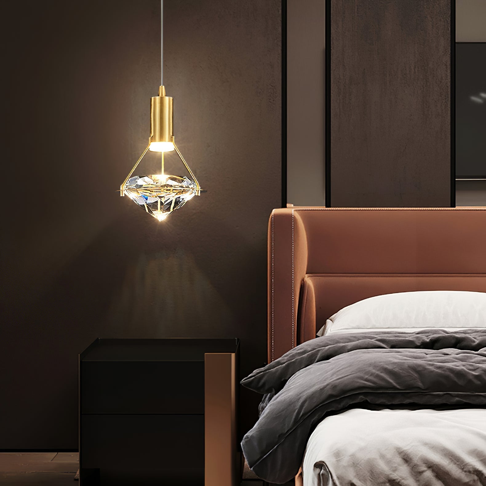 Elysianire Brass & Crystal Elegant Pendant Lamp - Letslighting