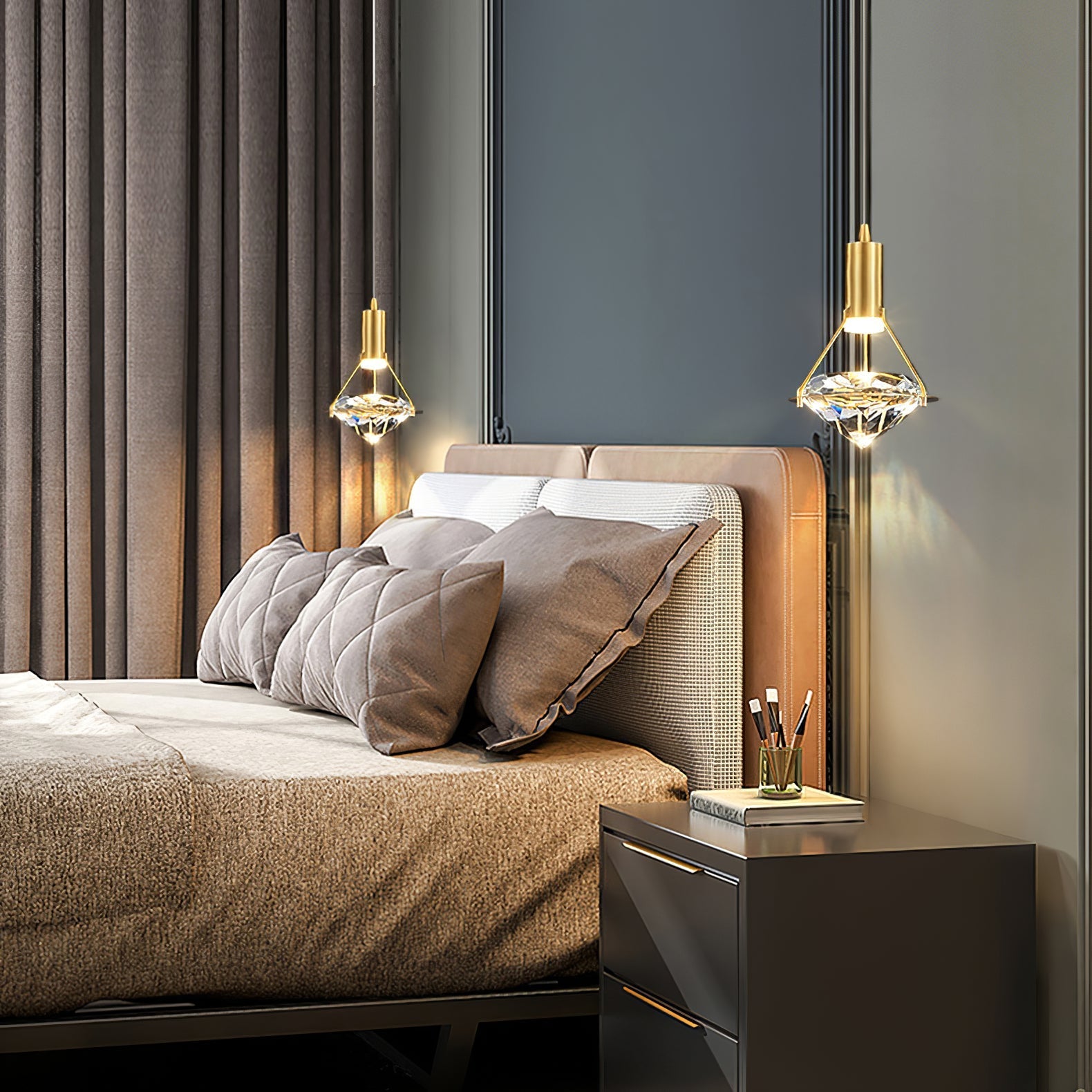 Elysianire Brass & Crystal Elegant Pendant Lamp - Letslighting