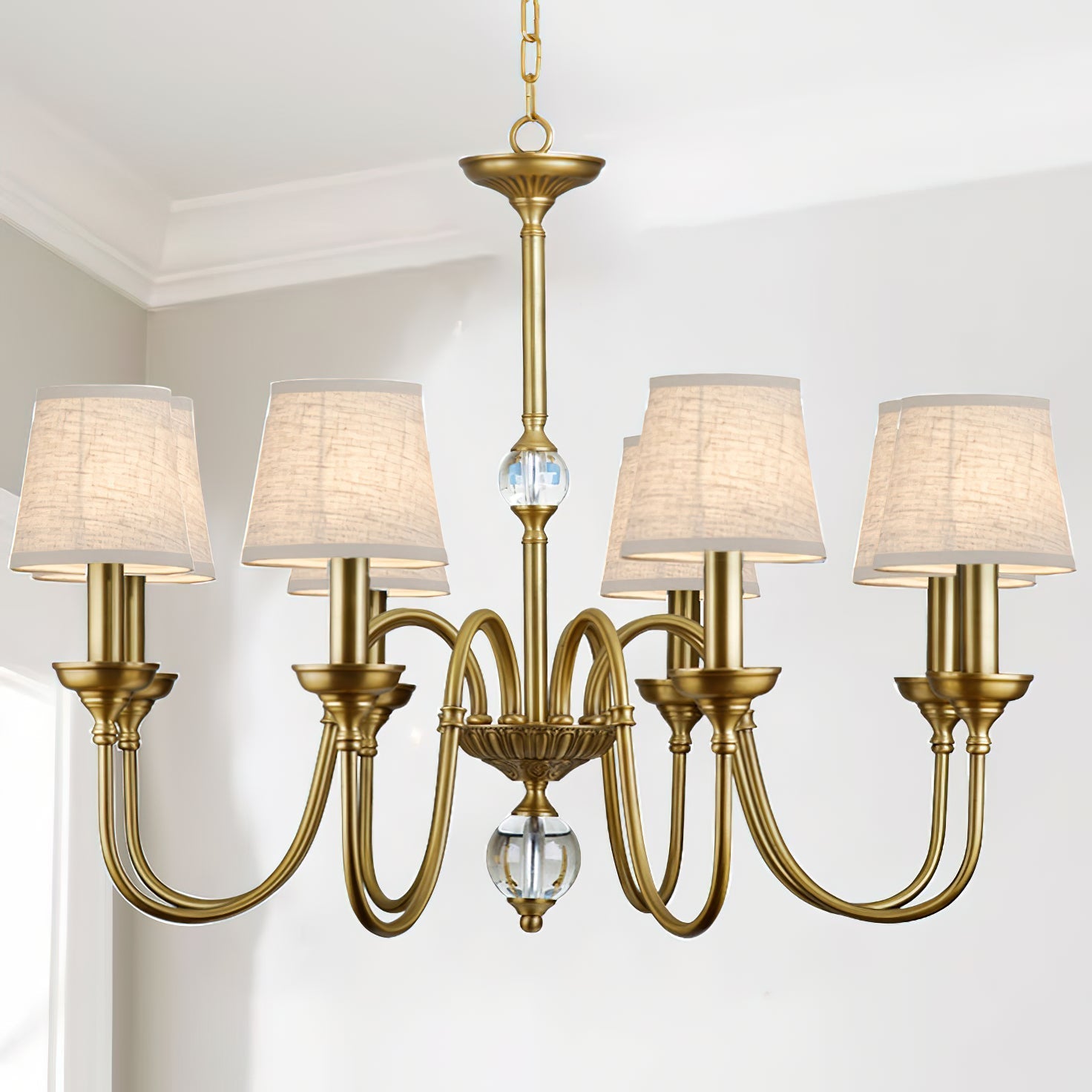 Blur Postmodern Luxury Brass Crystal Fabric Chandelier - Letslighting