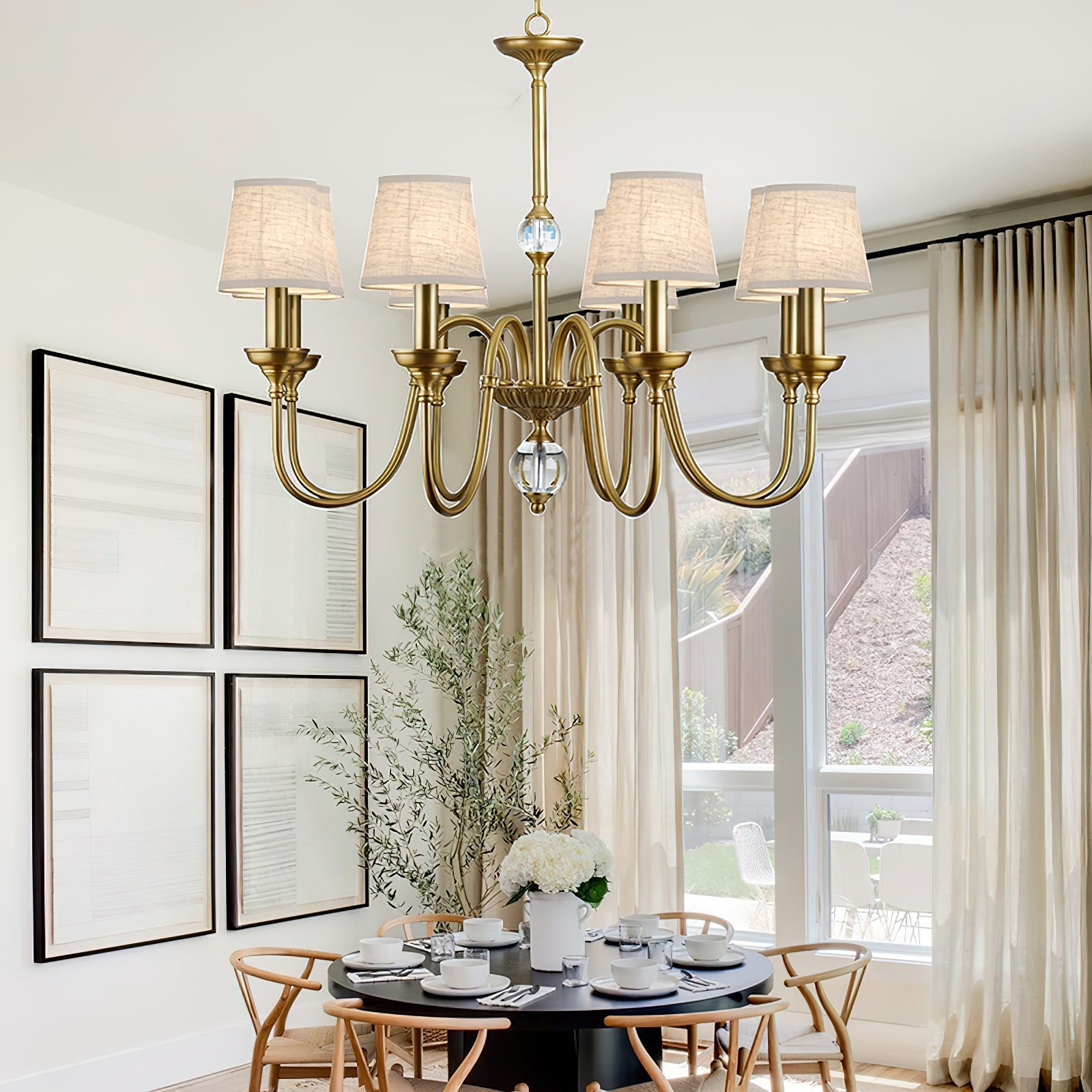 Blur Postmodern Luxury Brass Crystal Fabric Chandelier - Letslighting