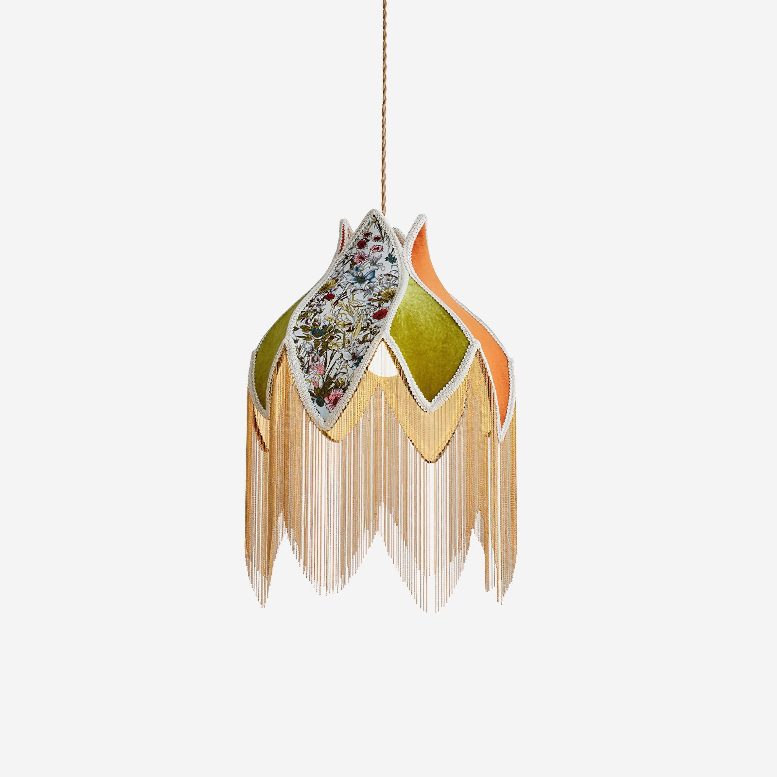 Pendant Lamp with Floral Petal Fabric Shade Fringe Bohemian - Letslighting