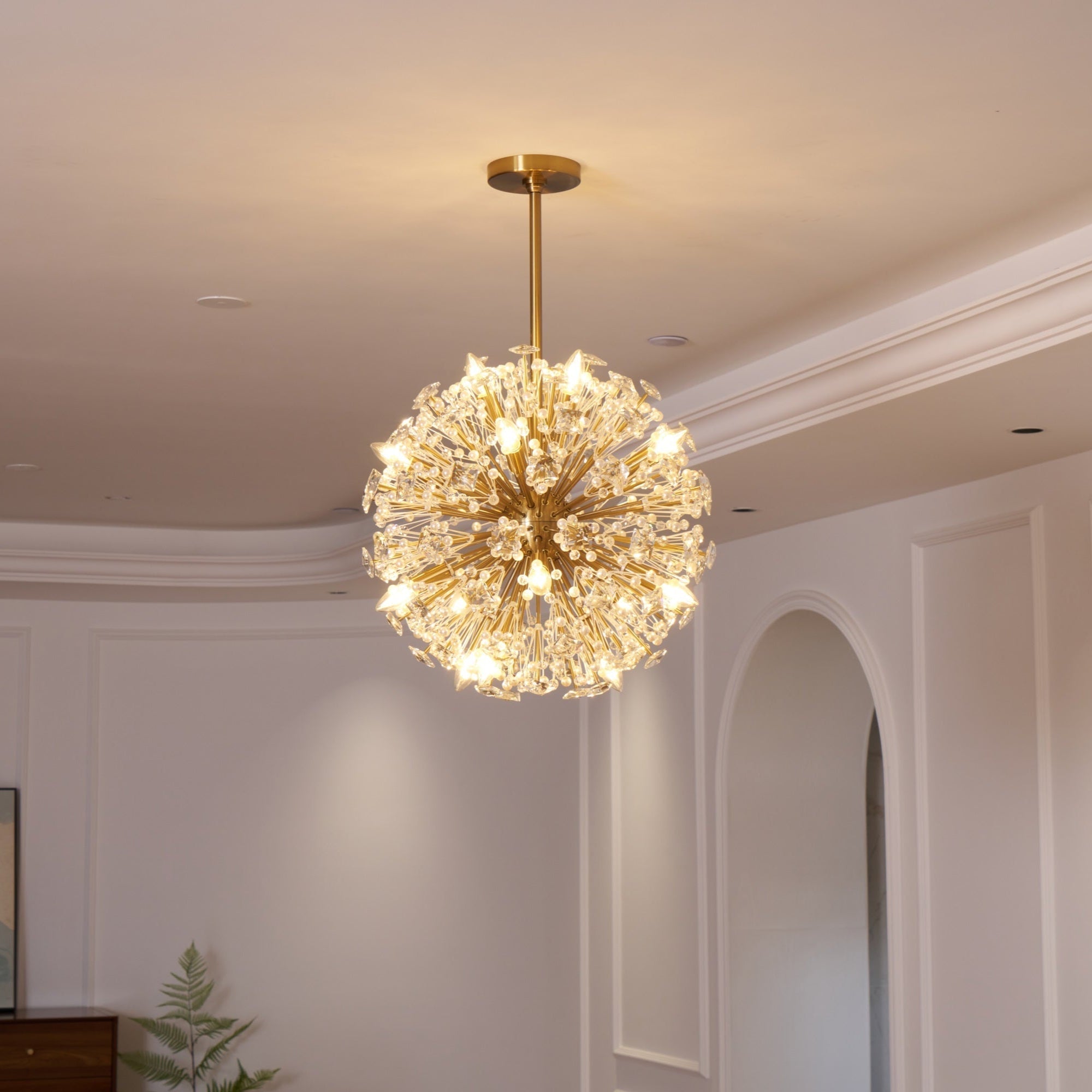 Aurora Chandelier Dickinson Gold Crystal Starburst - Letslighting