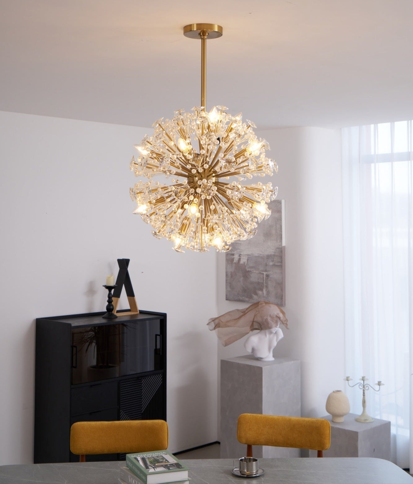 Aurora Chandelier Dickinson Gold Crystal Starburst - Letslighting