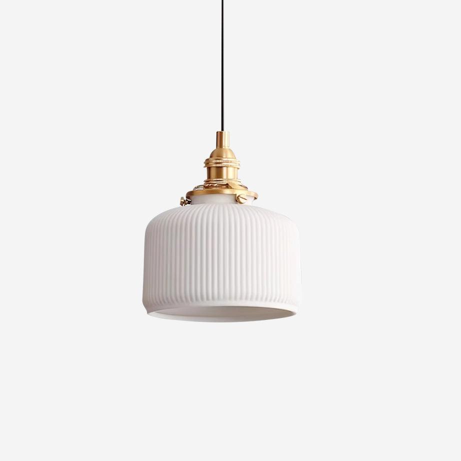 Pendant Lamp Ribbed Ceramic Shade with Gold Fitting Art - Letslighting