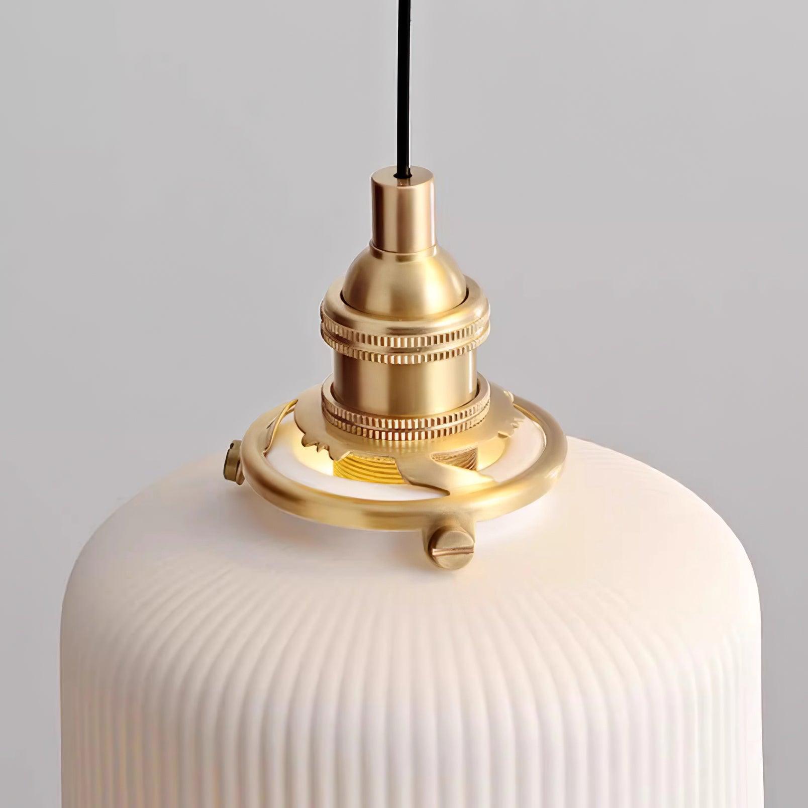 Pendant Lamp Ribbed Ceramic Shade with Gold Fitting Art - Letslighting