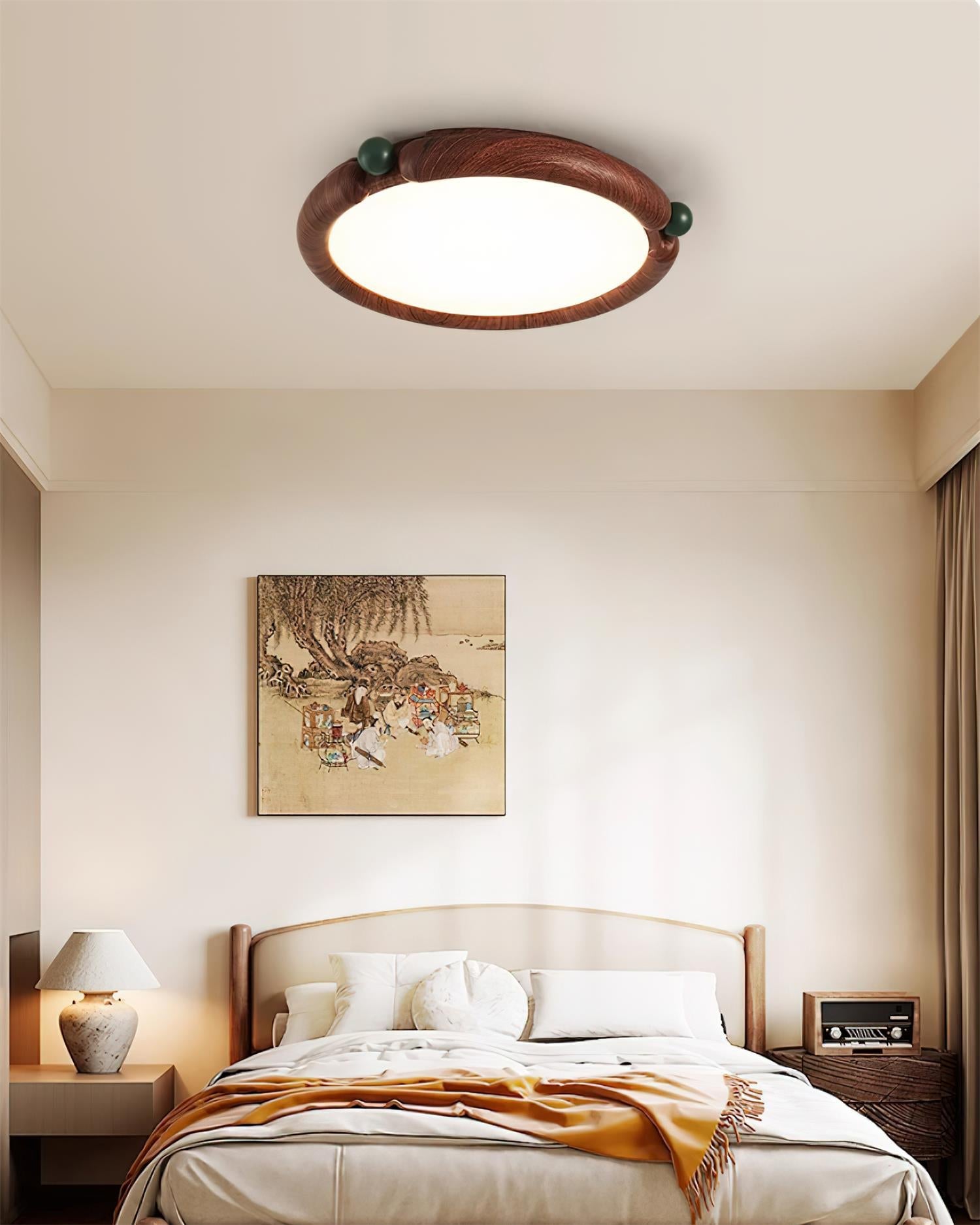Ceiling Light Round Acrylic Panel Walnut Resin A/B Model Natural - Letslighting