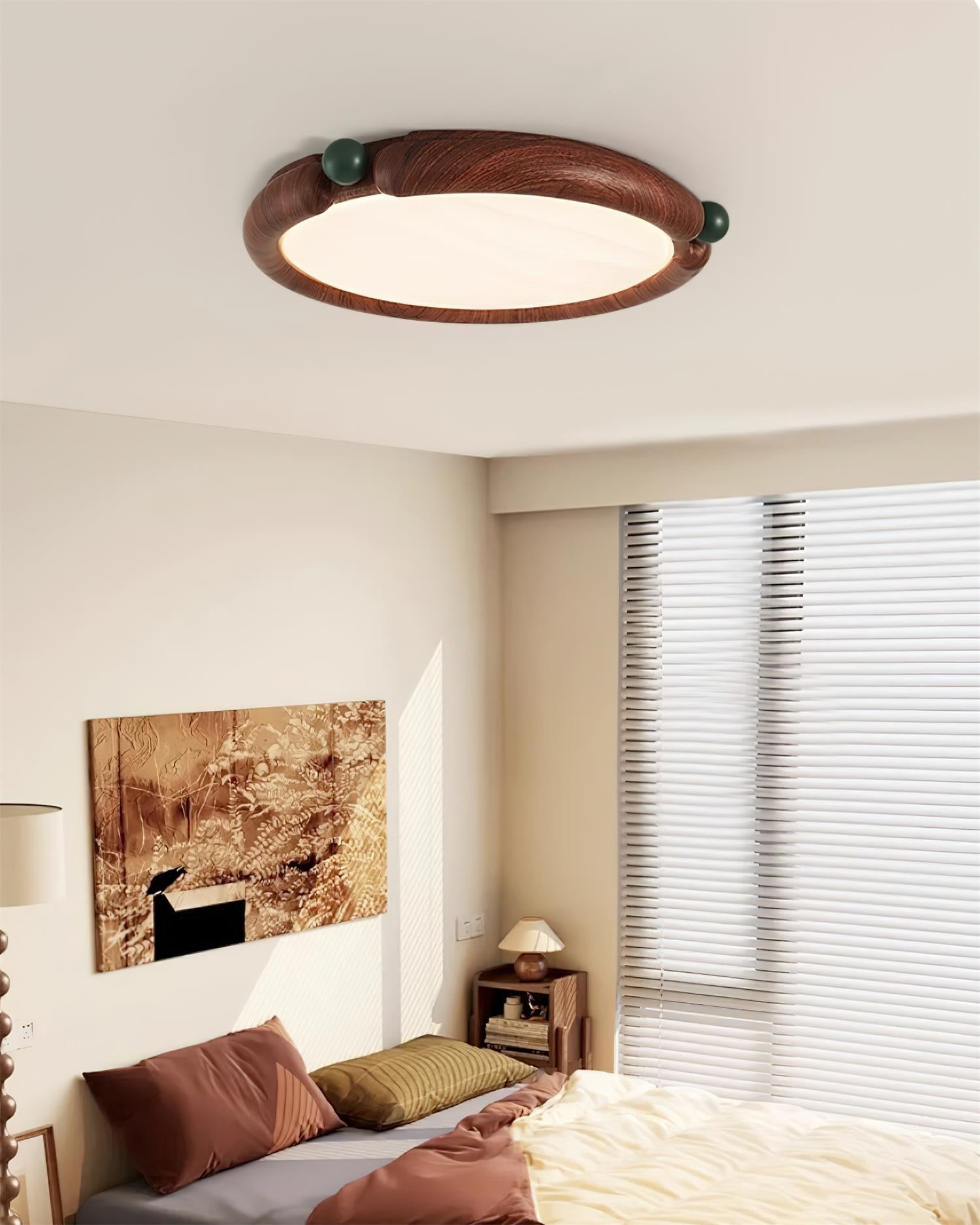 Ceiling Light Round Acrylic Panel Walnut Resin A/B Model Natural - Letslighting