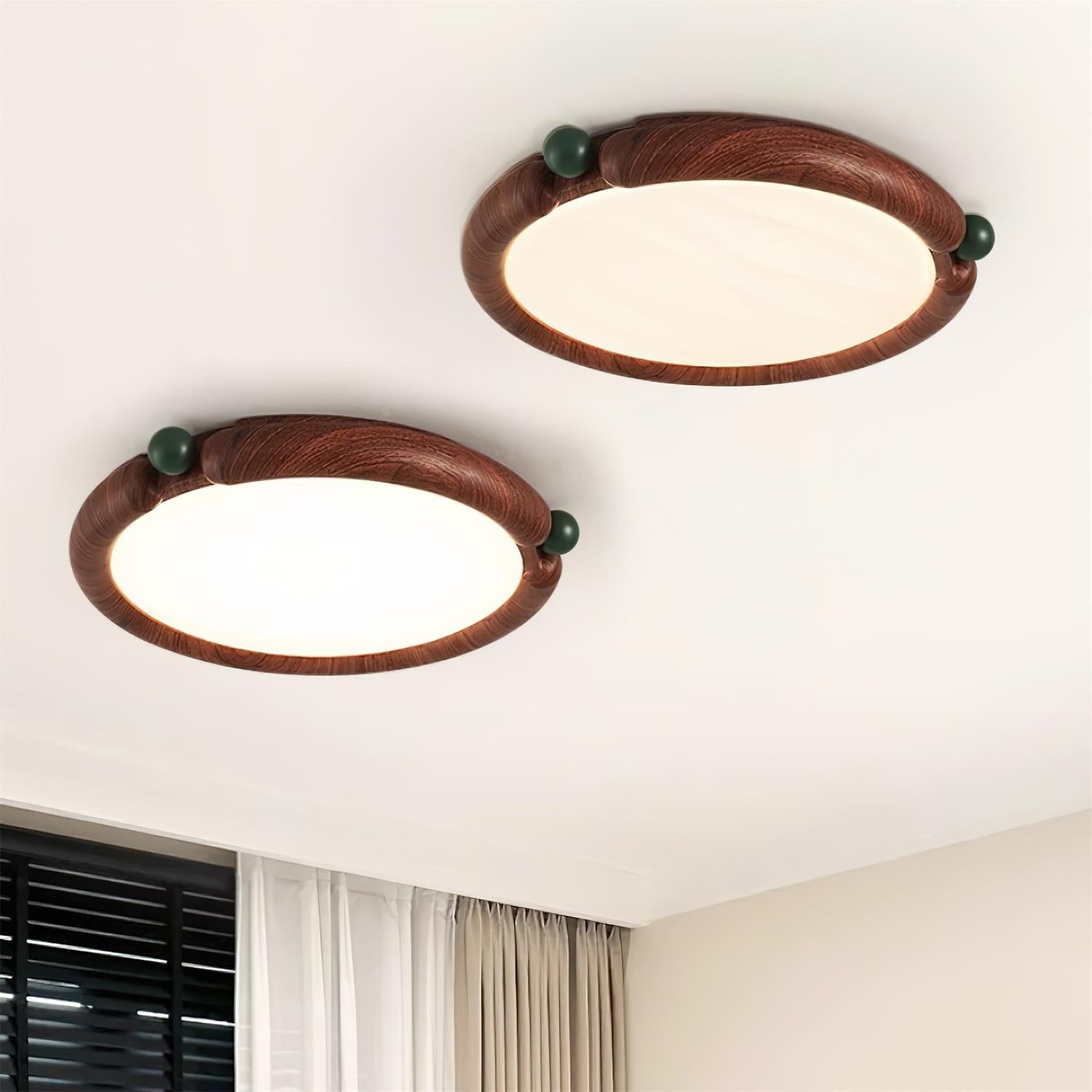 Ceiling Light Round Acrylic Panel Walnut Resin A/B Model Natural - Letslighting