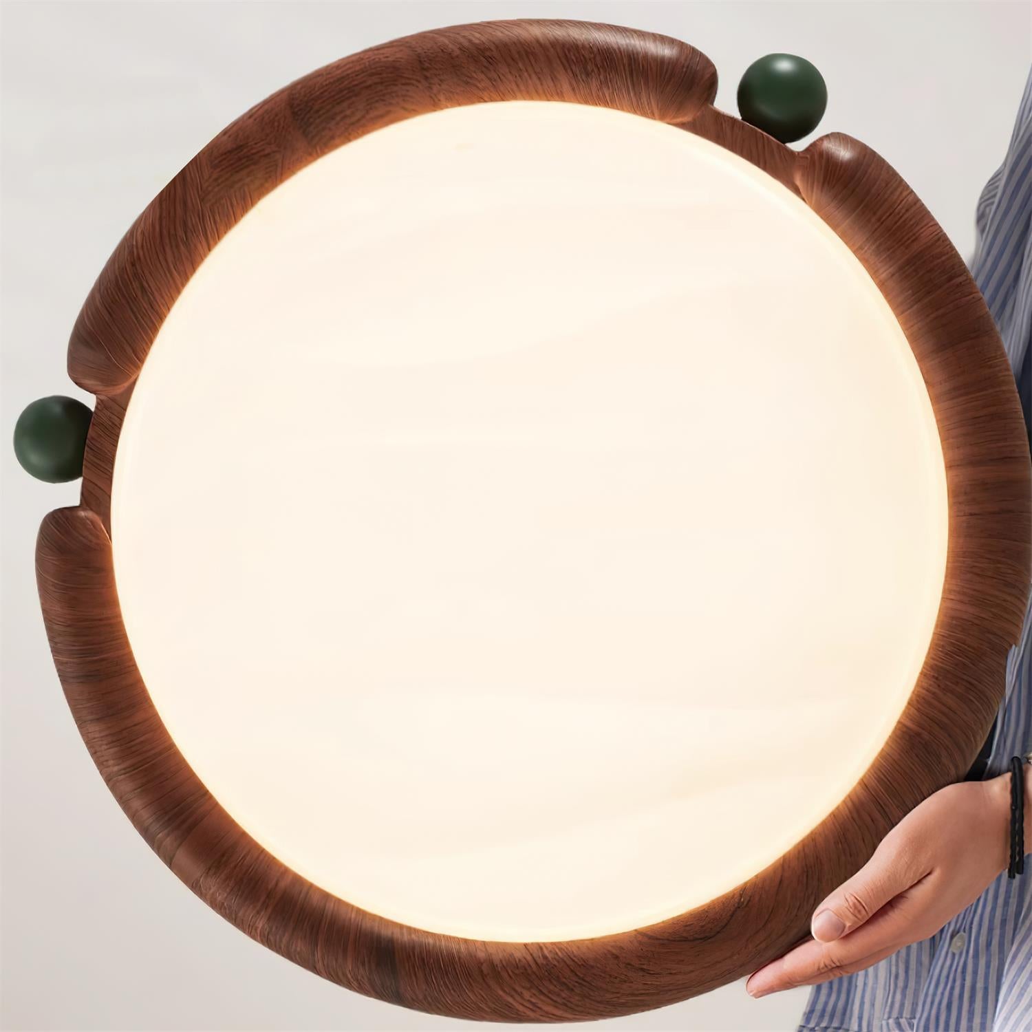 Ceiling Light Round Acrylic Panel Walnut Resin A/B Model Natural - Letslighting