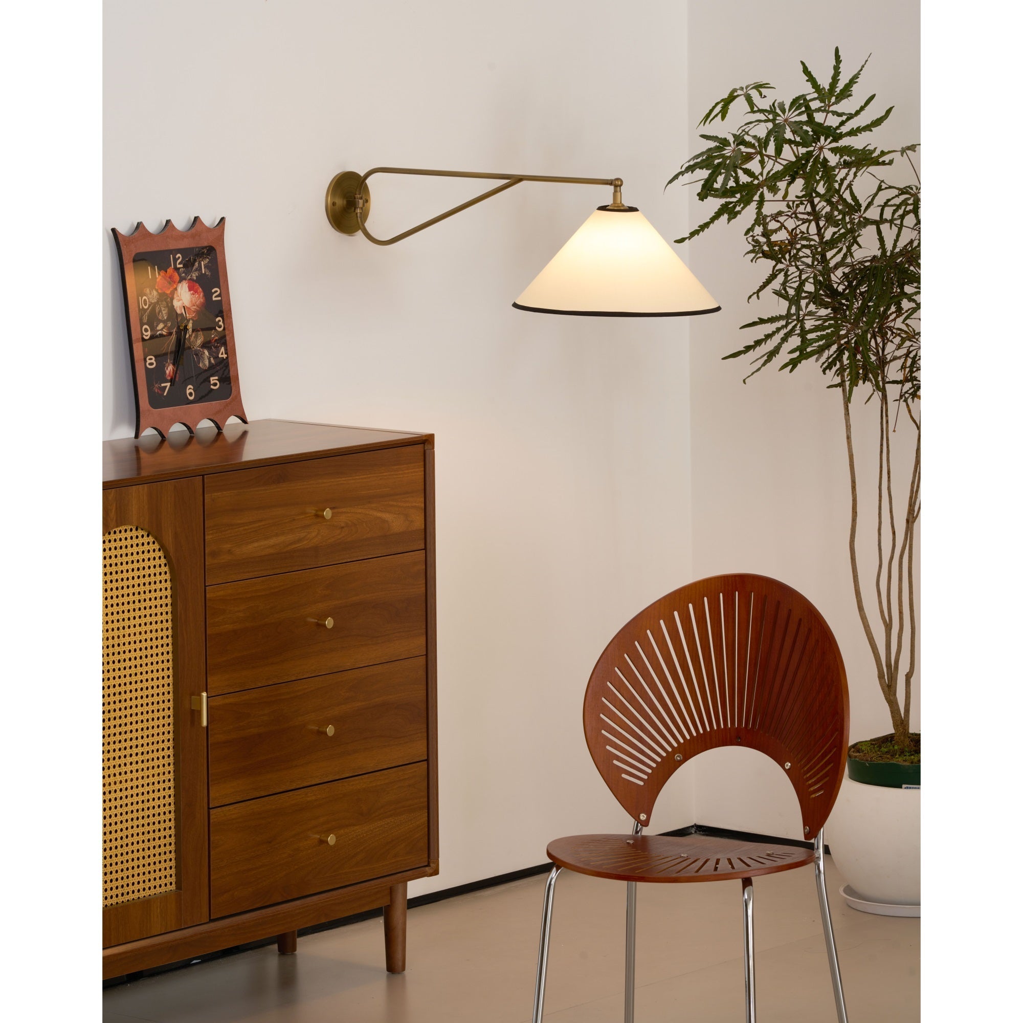 Hymn Vintage Brass Fabric Wall Lamp - Letslighting