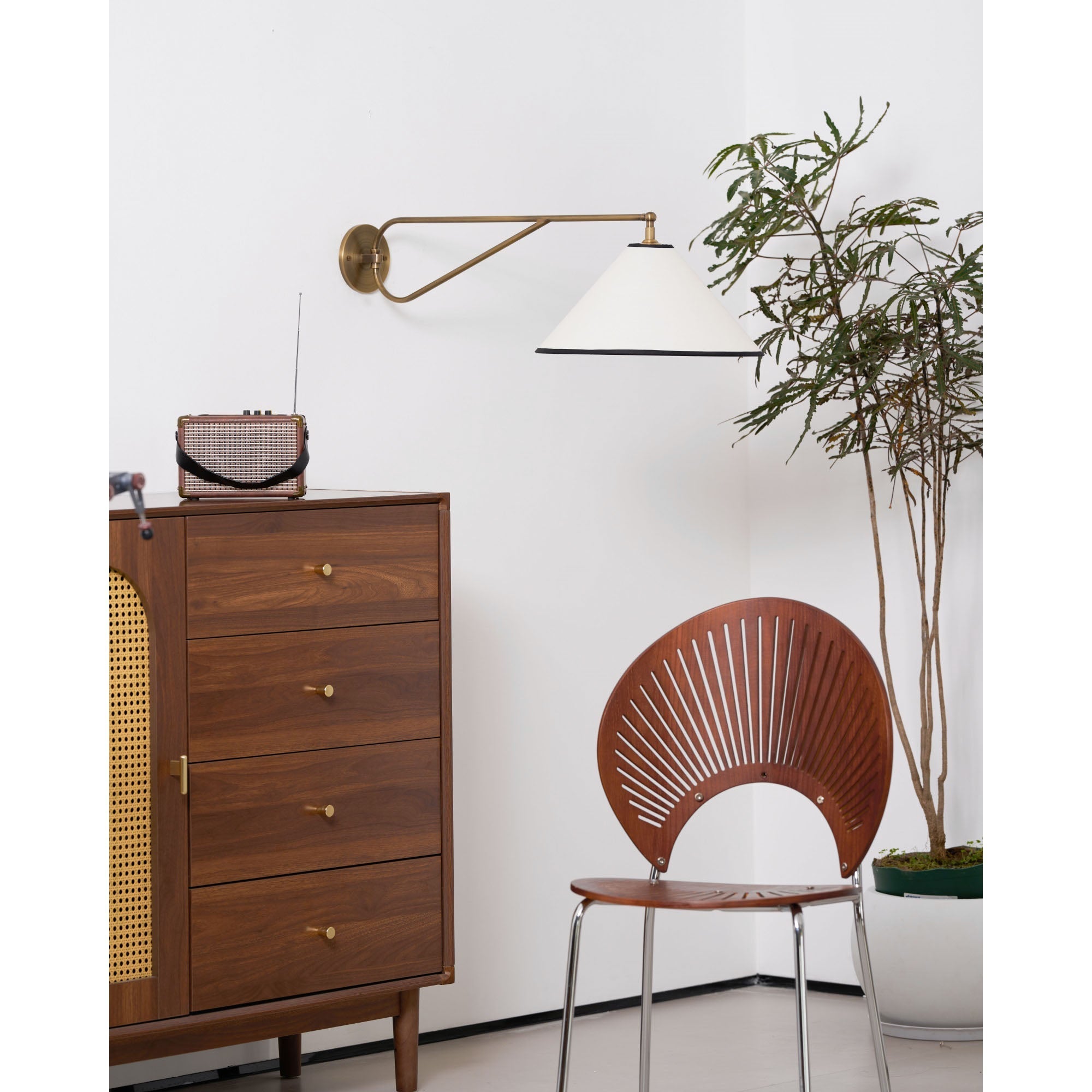 Hymn Vintage Brass Fabric Wall Lamp - Letslighting