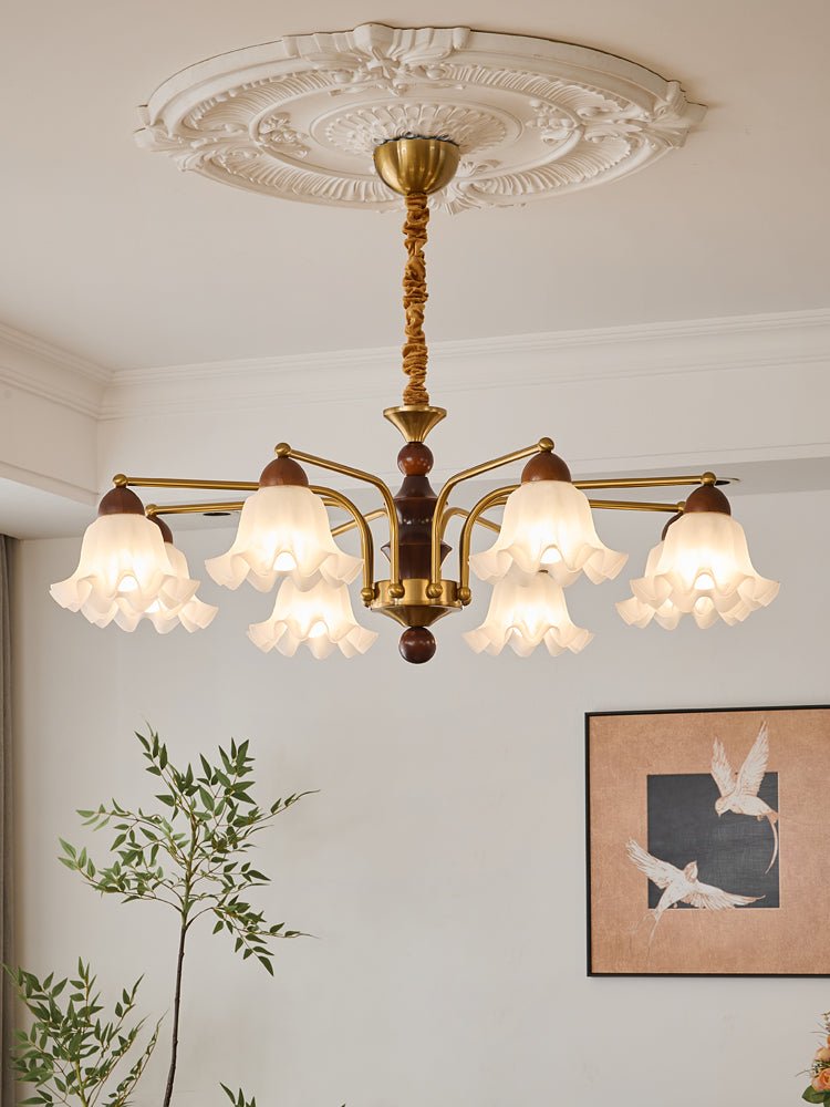 Lylaeen Elegance Vintage Glass Wood Chandelier - Letslighting