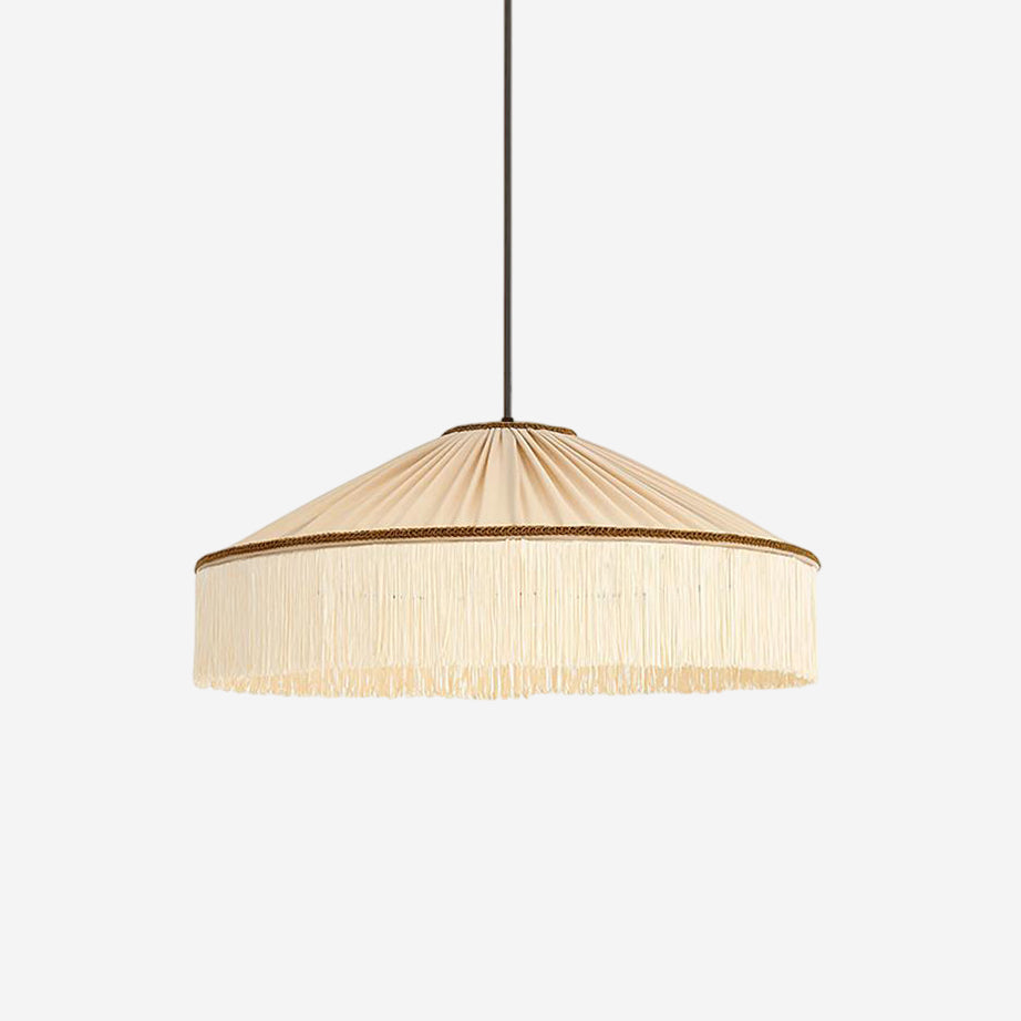 Serenya Vintage Fabric Fringe Pendant Light Hardwire/Plug - Letslighting