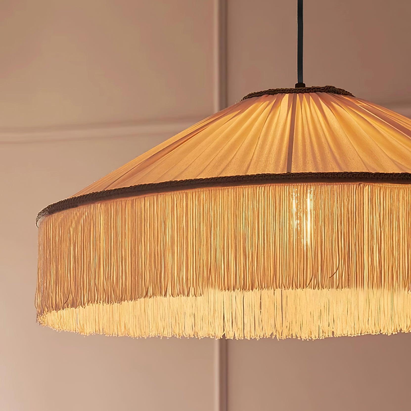 Serenya Vintage Fabric Fringe Pendant Light Hardwire/Plug - Letslighting