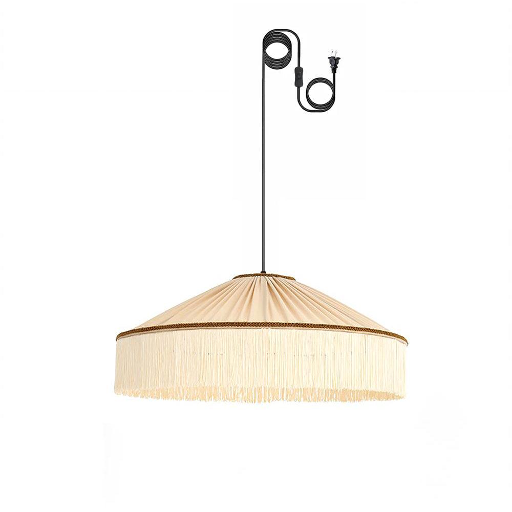 Serenya Vintage Fabric Fringe Pendant Light Hardwire/Plug - Letslighting
