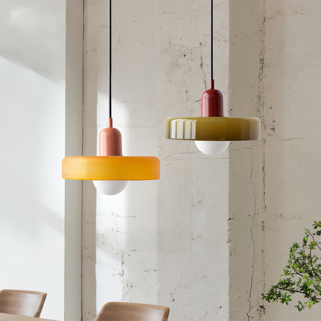 Jovial Minimalist Disc Orb Swag Glass Pendant Lights Plug-in - Letslighting
