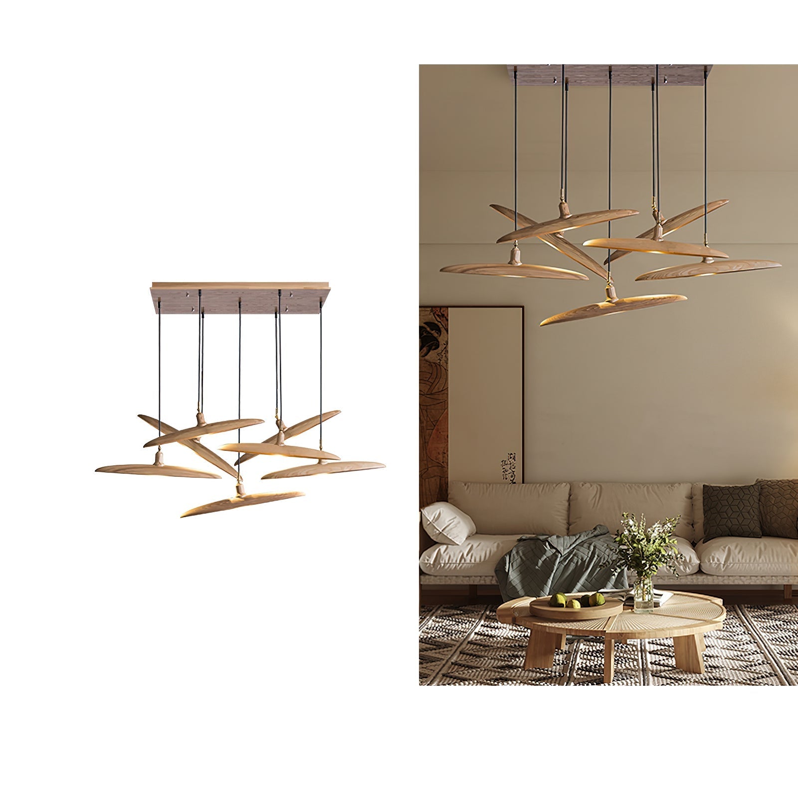 Zelirira Blade Wood Pendant Light - Letslighting